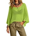 thumbnail image 2 of Lutiedan Womens Crochet Cover Ups Batwing Sleeve Sweater Crop Tops Lightweight Summer Boho Knit Sheer Poncho Top, 2 of 3