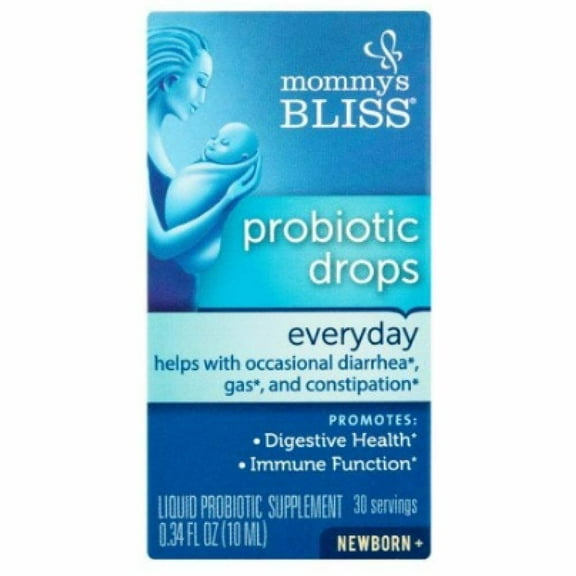 Mommy's Bliss Baby Probiotic Drops Everyday - Diarrhea, Gas, Constipation, Colic Relief - Newborns and Up - Natural, Flavorless, 0.34 Fl Oz, 2 Pack