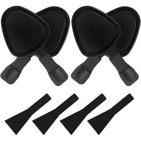 4 Pcs Non-Stick Raclette Pans Set with Nylon Spatula – Triangular Cheese Melting Grill Pans for Dinner Party, Dessert, Side Dishes(DSF)