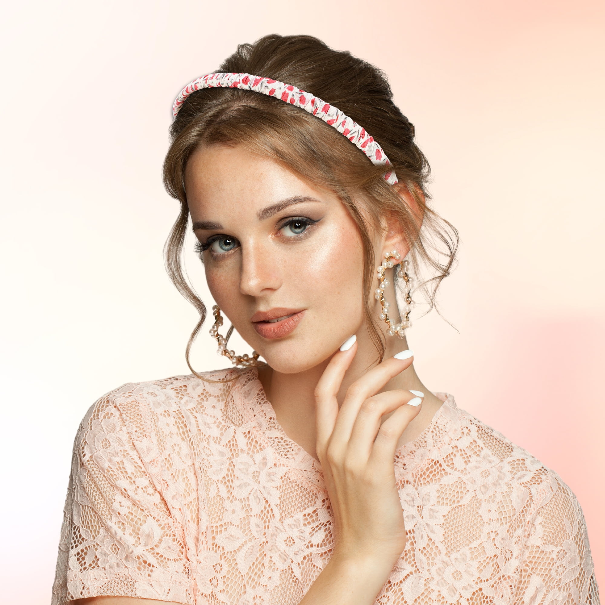 Unique Bargains 4pcs Elastic Teeth Comb Floral Pattern Headbands Tooth Comb for Women