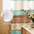 thumbnail image 3 of No Hook Shower Curtain, Farmhouse Teal Blue Brown Shower Curtains for Bathroom with See Through Top Window, Vintage Wooden Striped Waterproof & Washable Bath Curtain Long 72"x78", 3 of 9