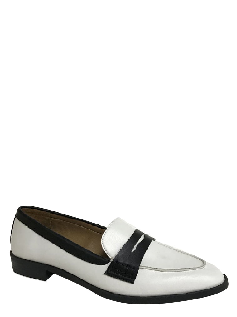 black and white loafers womens