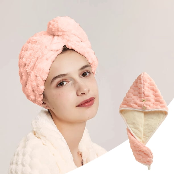 onlyliua Ofertas Gorro Secar El Cabello con Doble Hebilla, Superabsorbente y Grueso, Doble Capa, Desarrollo Coral, para Ducha, Extendido, con Cordón