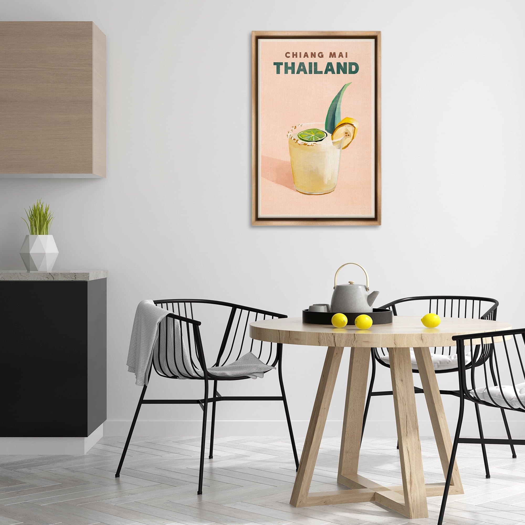 Stupell Industries Chiang Mai Thailand Cocktail Food & Beverage Painting Brown Floater Framed Canvas Art Print Wall Art, 21 x 31