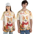 thumbnail image 4 of Happy Thanksgiving Corgi with Turkey Pumpkins Autumn Vibes All Over Print 3D Baseball Shirt Welsh Corgi Dog Lover Gifts Idea Softball Sport - 12018, 4 of 6