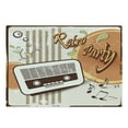 thumbnail image 1 of 70s Party Cutting Board, Retro Party Themed Art Old Radio Cocktails Floral Details Print, Decorative Tempered Glass Cutting and Serving Board, Large Size, Orange Dark Brown Beige, by Ambesonne, 1 of 1
