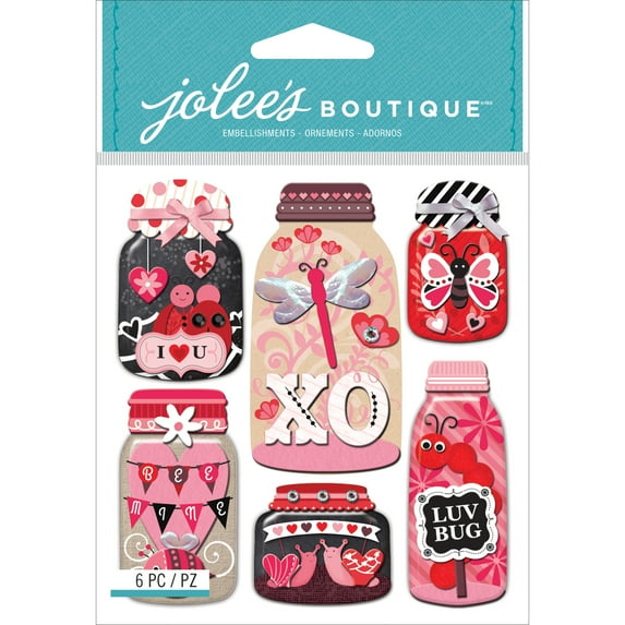 Lovebug Mason Jars - Jolee's Boutique Dimensional Stickers