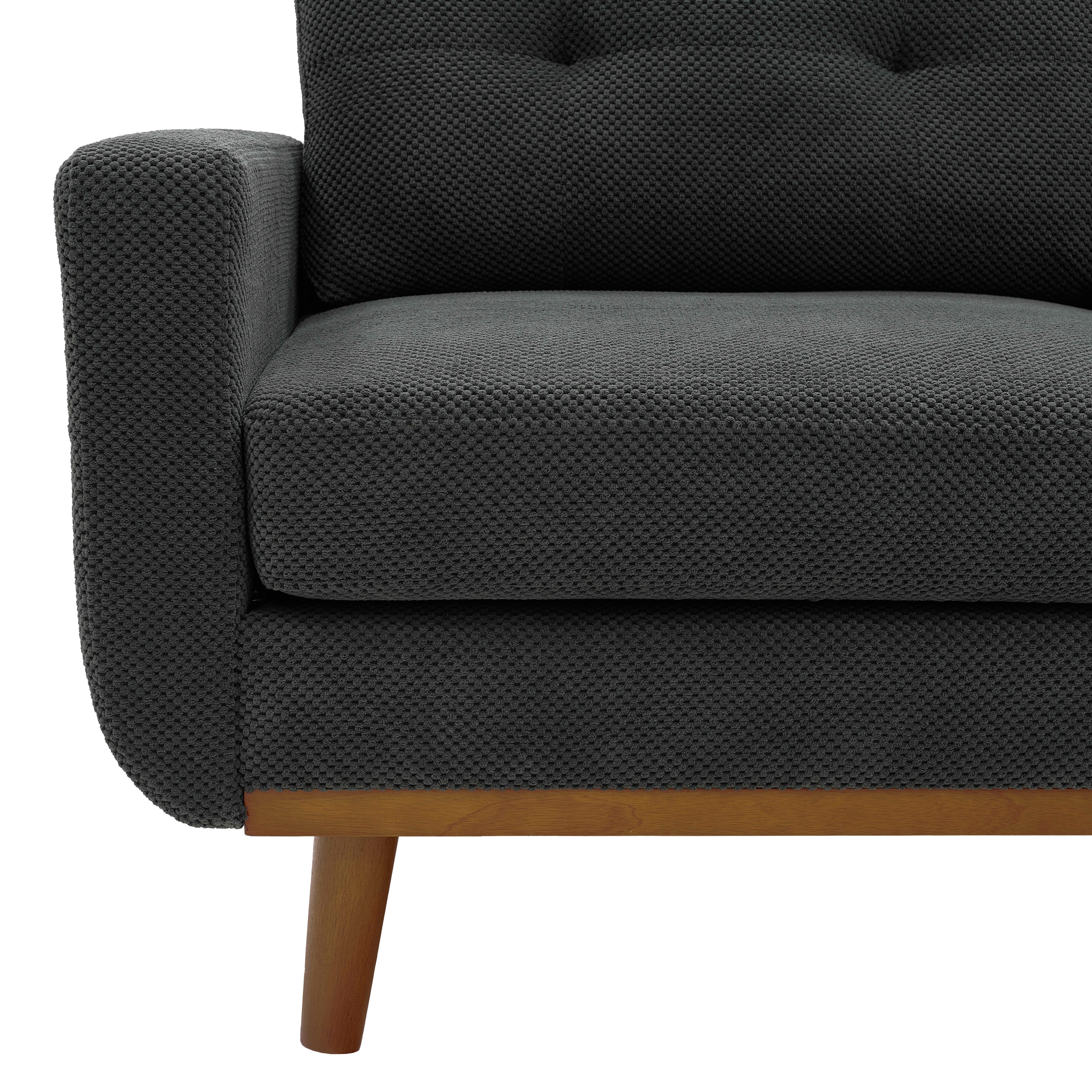 MAYEERTY 65‑Inch Modern Minimalist Two‑Seater Sofa, Nubby Upholstered Loveseat with Sturdy Solid Wood Legs, Mid‑Century Upholstered Couch for Living Room