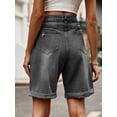 thumbnail image 3 of OYYN Women's Jean Shorts Y2K High Waist Baggy Wide Leg Denim Shorts Rolled Cuff Distressed Jorts for Summer Streetwear, 3 of 6