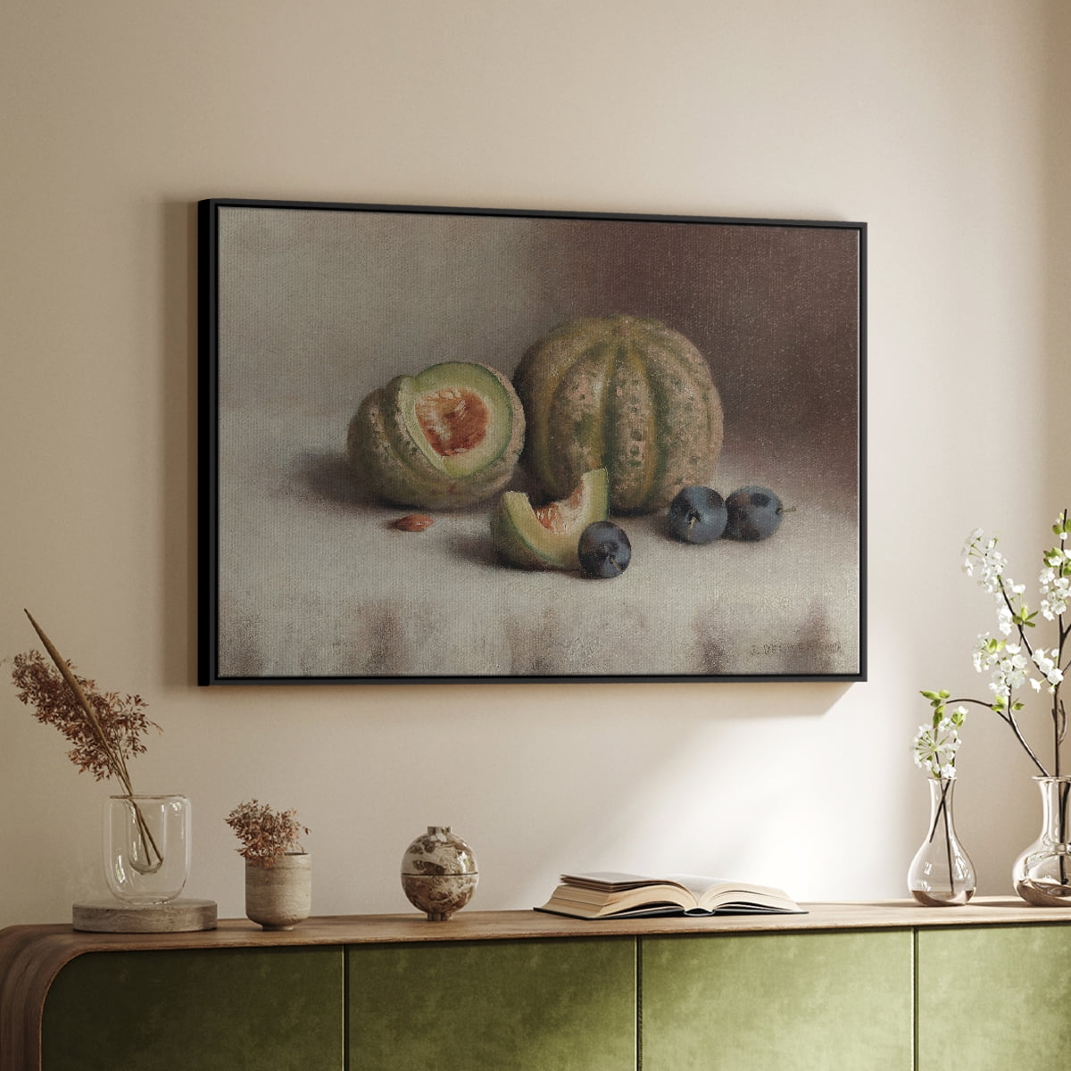 Vintage Botanical Print-XLVIII By Wexford Home Framed in Black Wood Gallery Wrapped Canvas 17 in. x 25 in.