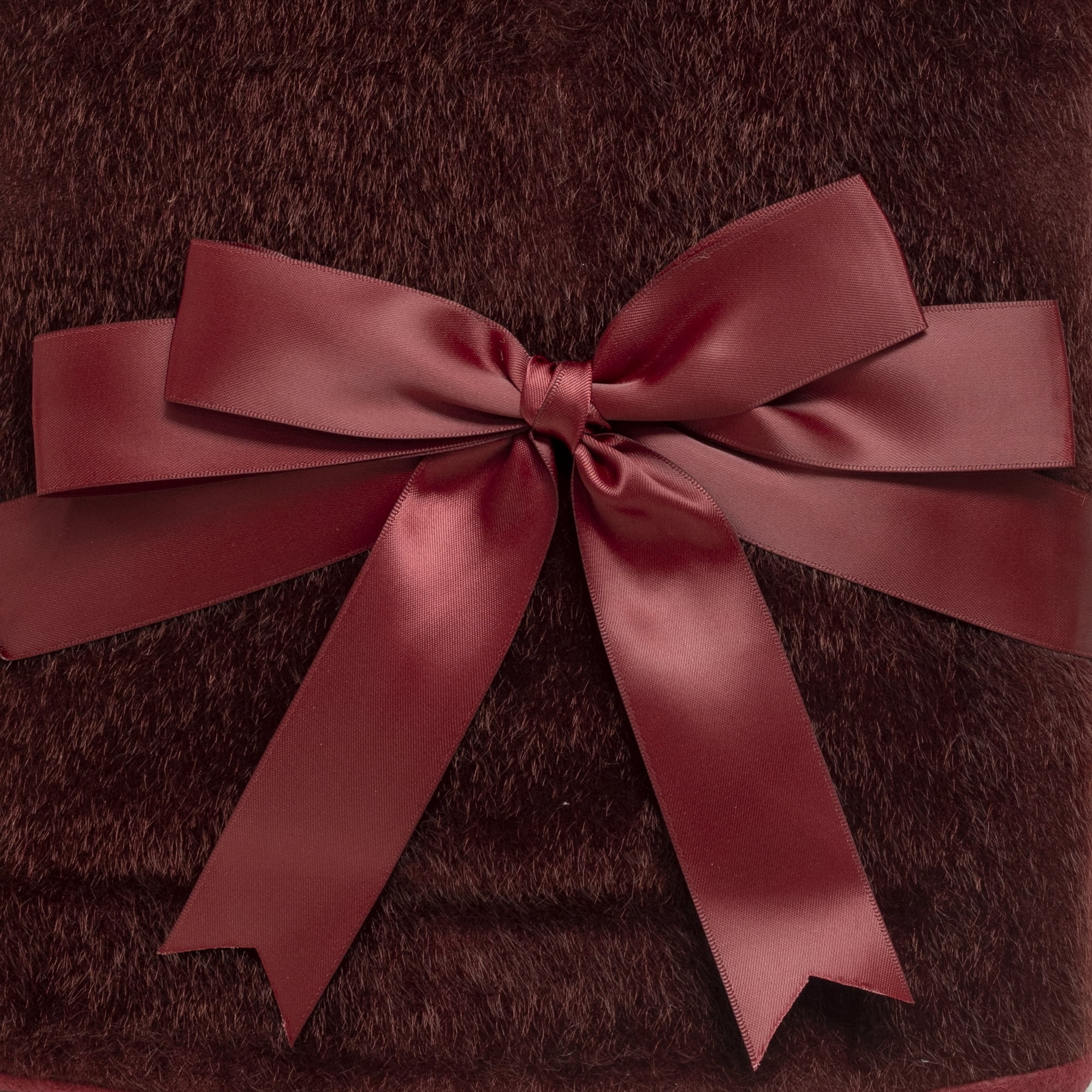 Mohair Christmas Tree Skirt with Ribbon Bow, Burgundy, 48", by Holiday Time
