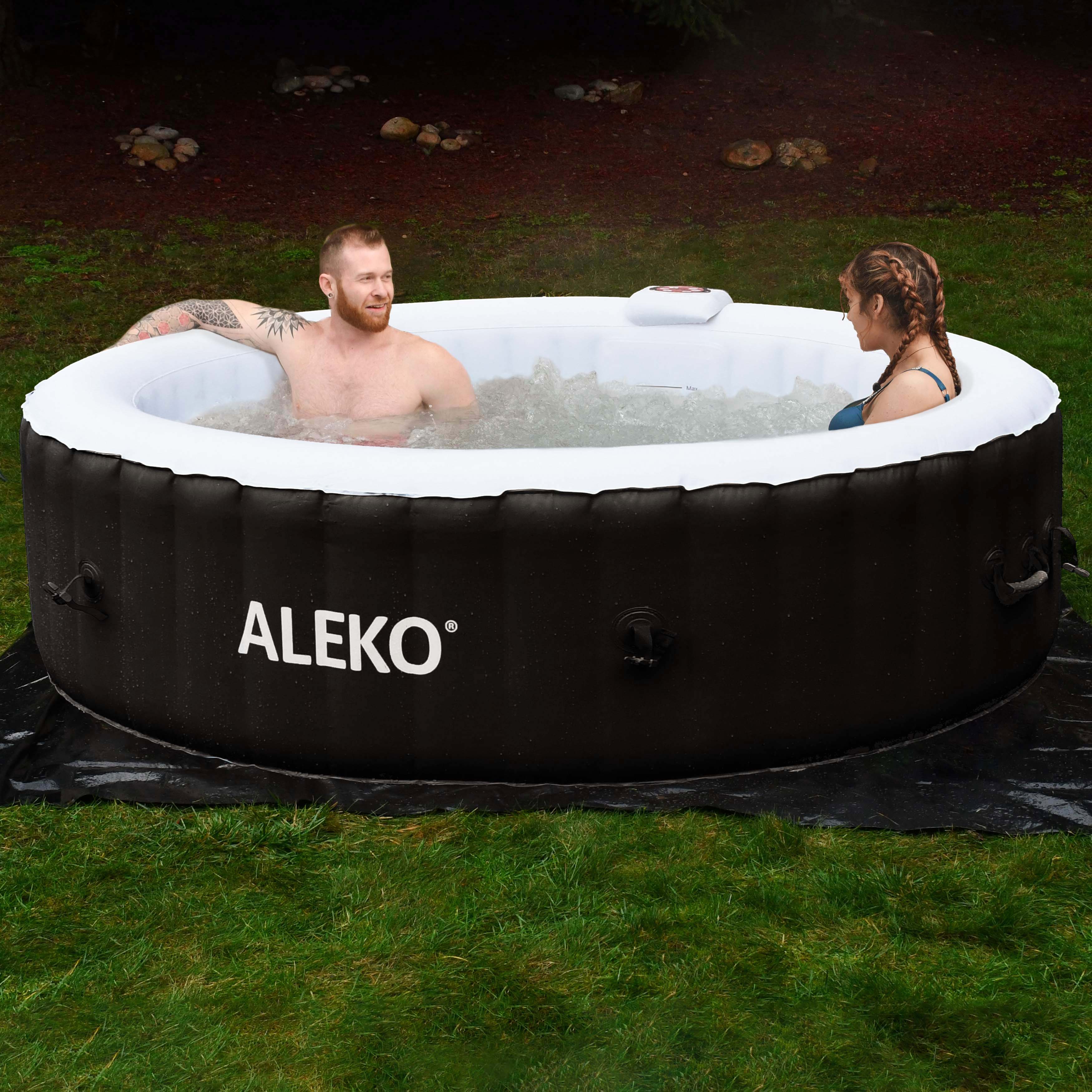 ALEKO 6 Person 130 Jet Outdoor Inflatable Hot Tub Spa with Cover