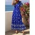 thumbnail image 4 of PRETTYGARDEN Womens Summer Boho Maxi Dress Trendy Short Sleeve V Neck Flowy Beach Floral Dresses with Pockets, 4 of 8