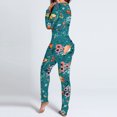 thumbnail image 4 of Women's Long One Piece Pajamas with Drop Seat Butt Flap - Full Zip Up Onesies Jumpsuit Sleepwear, 4 of 7