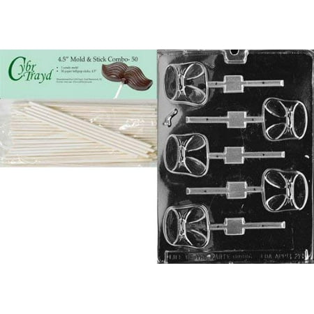 Diaper Lollipop - Cybrtrayd 45St50-B026 Diaper Lolly Baby Chocolate Candy Mold with 50-Pack 4.5-Inch Lollipop Sticks
