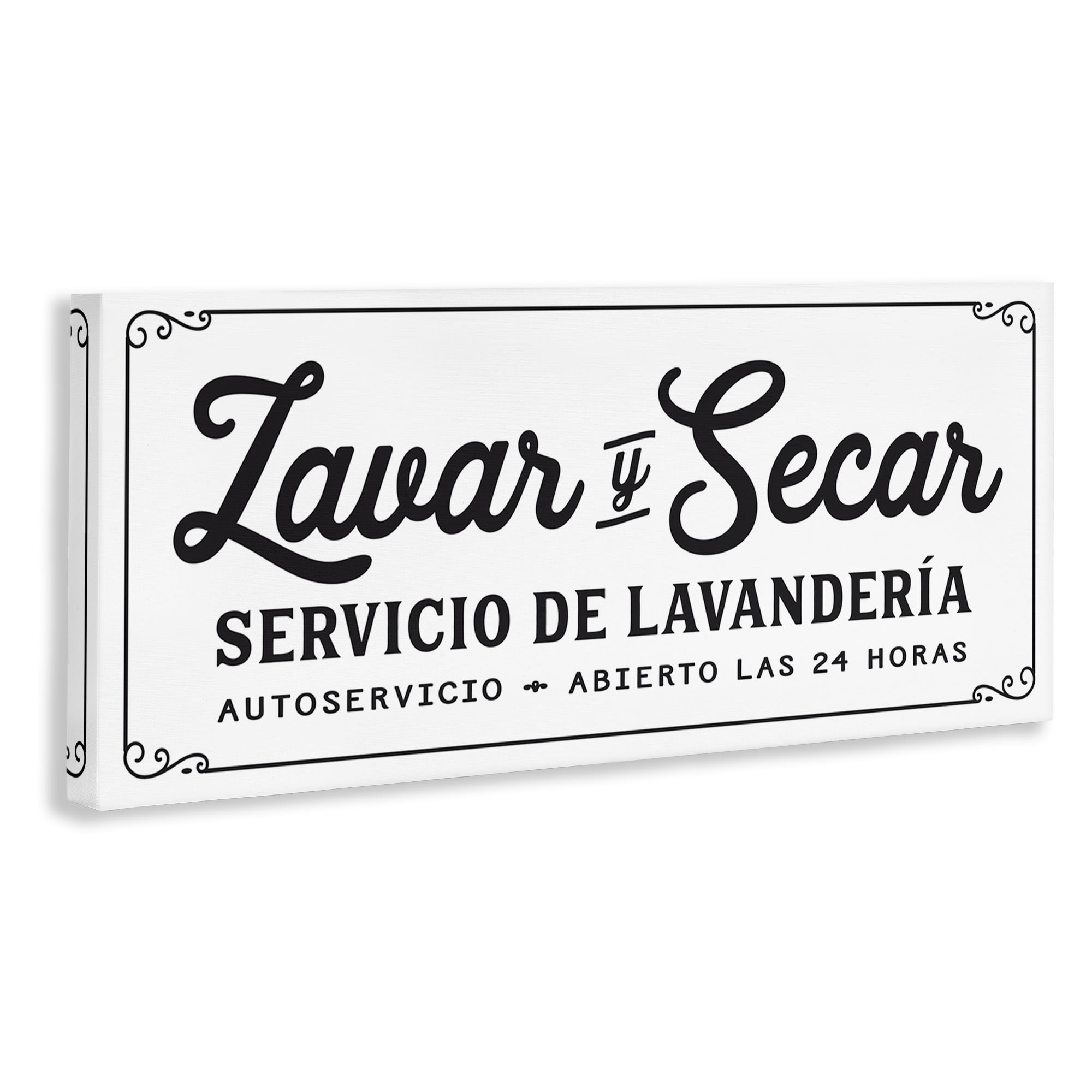 Stupell Industries Lavar y Secar Lavandería Abierto Bath & Laundry Painting Wrapped Canvas Art Print Wall Art, 48 x 20