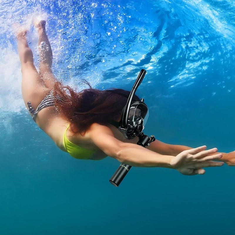 0.5L Scuba Diving Tank with Full Face Snorkel Mask, Support About 7-10 Minutes, Lung Tank Sub Mask for Snorkeling, Underwater Exploration