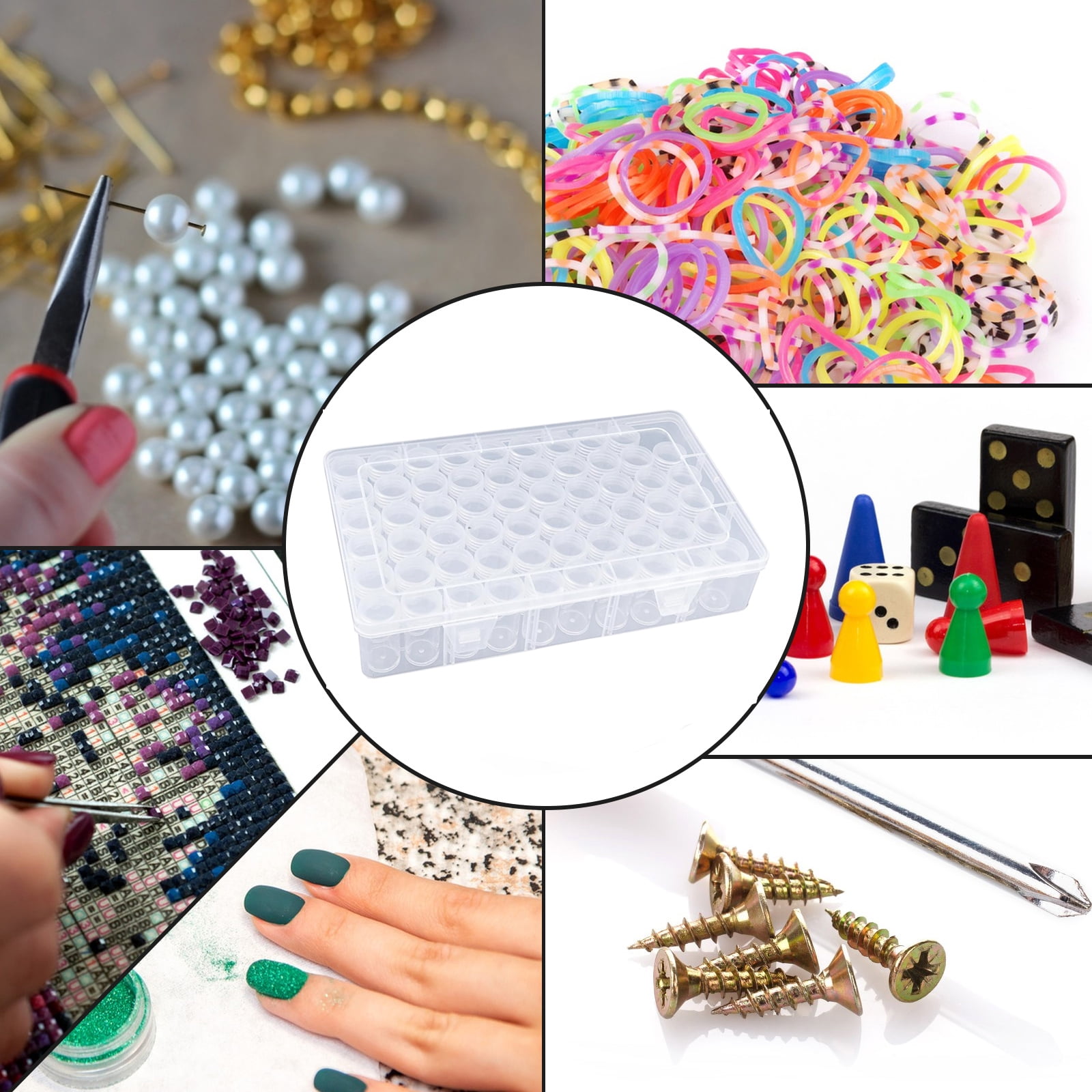 Diamond Painting Storage Containers, 60 Girds Bead Organizer box for DIY Nail Jewelry Rings Charms Drills Glitter Rhinestones