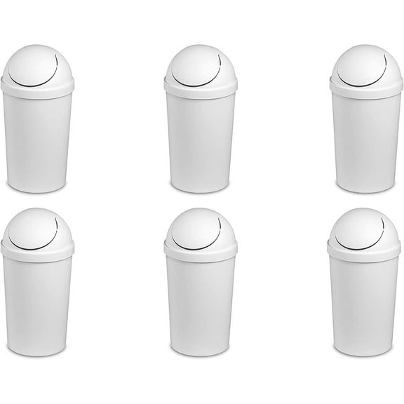 UlaREYoy 10838006 3 Gallon/11.4 Liter Round SwingTop Wastebasket, White, 6-Pack