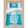 thumbnail image 1 of Ice Berg Duvet Cover Set Twin Size, Computer Graphics of Icy Rock with a Tip above and the Rest under Sea, Decorative 2 Piece Bedding Set with 1 Pillow Sham, Sea Blue Seafoam White, by Ambesonne, 1 of 3