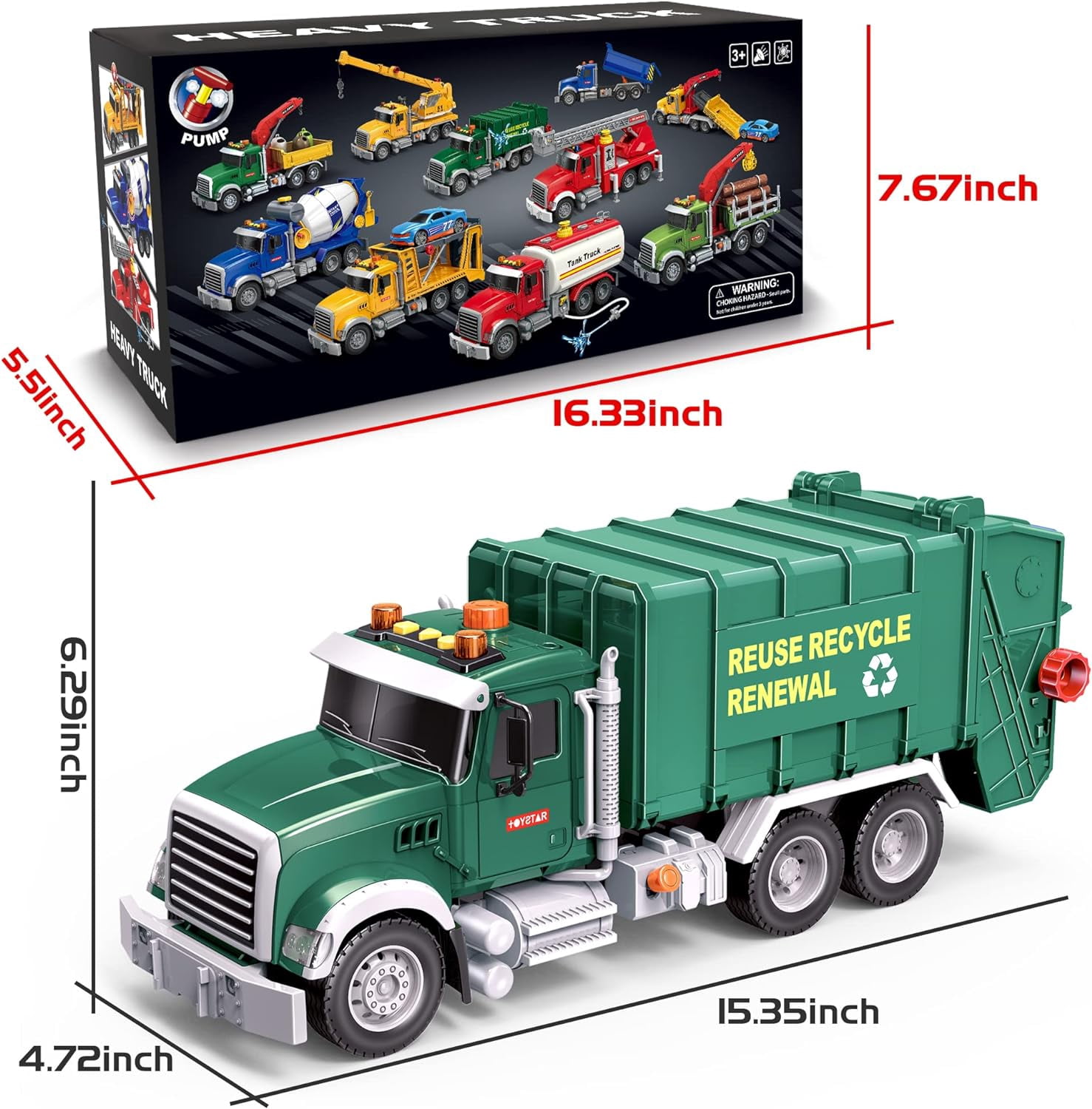 Construction Vehicle, Funtogether Toys Collectible Crane Truck with Realistic Lights & Sounds for Boys and Girls