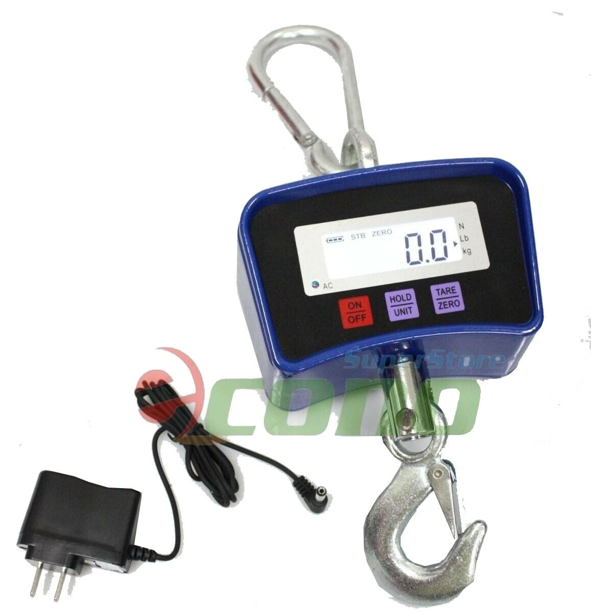 Wanlecy LCD Digital Display Crane Scale 500 KG/1100 LBS Heavy Duty Industrial Hook Hanging Weight Scale