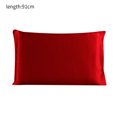 thumbnail image 1 of Funda de almohada de seda de morera, funda de almohada transpirable de 2 lados, funda de almohada de color sólido para la piel del cabello, rojo vino, 51x91cm Jumpingount HA003379-34, 1 of 7