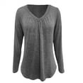 thumbnail image 5 of Yigetop Long Sleeve Casual Tops for Women, Womens T Shirts V Neck Short/Long Sleeve Casual Tops Soft Solid Basic Tee Fall Clothes Dark Gray S, 5 of 5