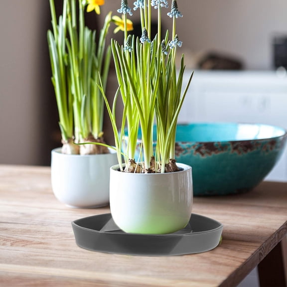 FENGGUIQU Set of 4 Round Plastic Flower Pot Trays Saucers for Indoor Plants to Catch Water Spills and Protect