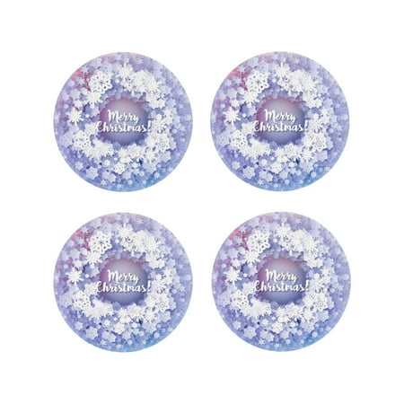

Drink Coasters Set of 4 Merry Christmas Winter Snowflakes Leather Coasters for Coffee Table Protector Heat Resistant Cute Coasters for Home Decor Housewarming Gifts Bar Kitchen 4 Inch Round Shape