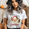 thumbnail image 2 of Merry Merry Christmas T-Shirt | Vintage Santa Claus Holiday Tee, CarolinaBlue, Size XL, 2 of 6