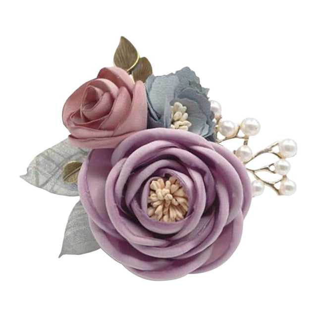 Elegante cinta de boutonniere de rosa para decoración de novios y padrinos de boda. Nuevo-Púrpura
