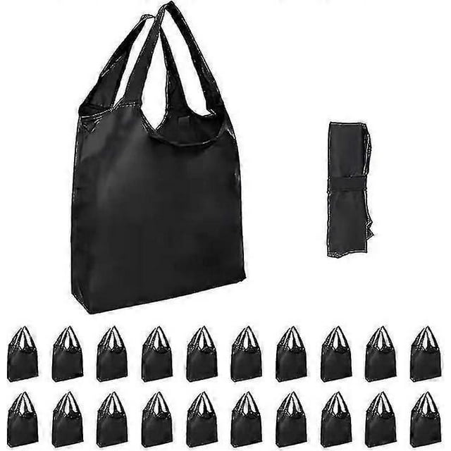 Reusable Shopping Bag With Handles Bulk, Foldable Oversized Grocery Bag 50 Lb Machine Washable (black, 10 Count)