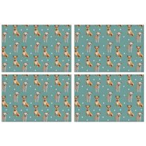 Chihuahua and Footprints Summer Placemats Table Placemats Set Of 4-Linen Kitchen Washable Placemats Table Mats 11.8"x17.7"Non-Slip Heat Resistant