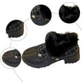 thumbnail image 3 of Botines de mujer Comercio Exterior Tamaño Grande 2023 Otoño E Invierno Nuevos Tacones Gruesos De Cabeza Redonda Europea Y Americana Con Botas De Algodón Cálidas Y Cómodas De Felpa Para (Black 6.5), 3 of 7
