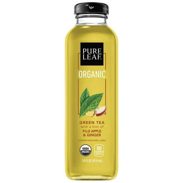 Pure Leaf, Organic Iced Tea, Fuji Apple & Ginger, 14 oz Bottles (Pack