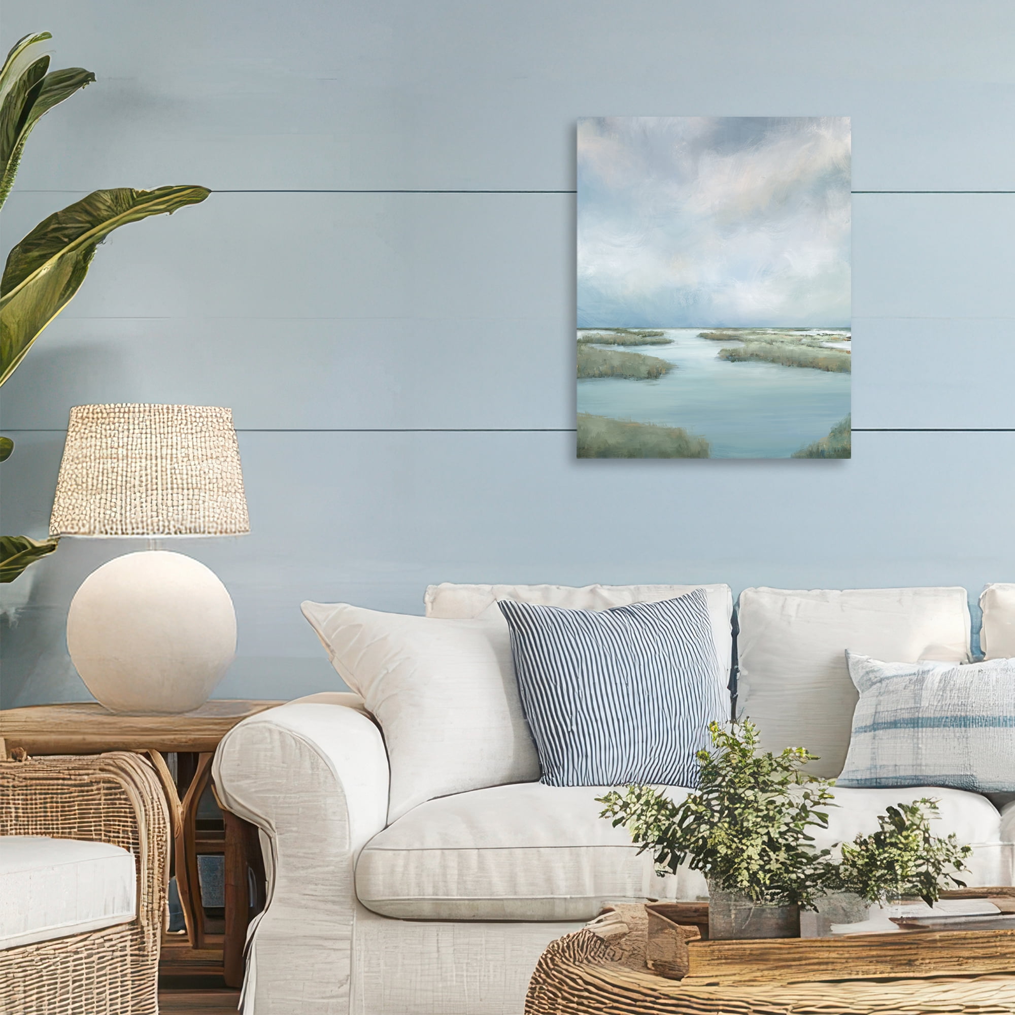 Hazy Marsh Land View Canvas Wall Art, design by Leah Noel Art