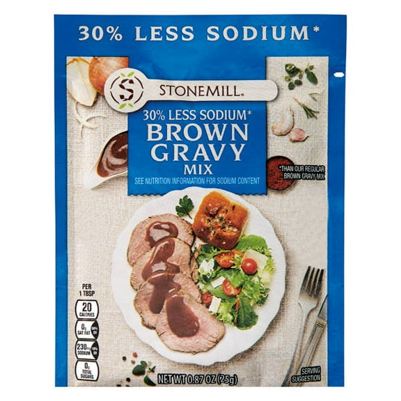 Reduced Sodium Brown Gravy Mix, 0.87 oz- Pack of 3