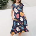 thumbnail image 3 of Fjofpr Girls Dresses $ 10.00 Girls' Summer Easter Print Short Sleeve Ruffled Pockets Round-Neck Printed Dress For Kids（6-15Years）, 3 of 5