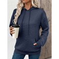 thumbnail image 4 of Sudadera con Capucha para Mujer, Informal, de Larga, con Cordón Ajustable, de Jacquard, Estilo Pulóver, Ropa Holgada. Azul Marino L, 4 of 7