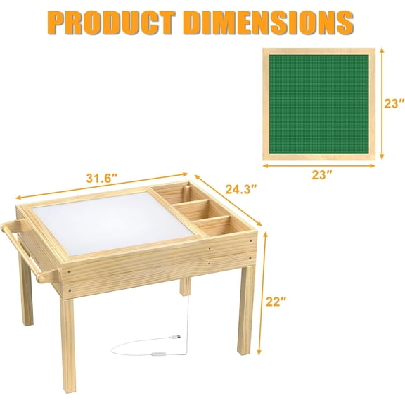 Sensory Light Table for Kids, 3-in-1 Activity Table with Storage