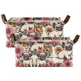 thumbnail image 2 of Pugs Dog and Flowers Collapsible Storage Bins Fabric Shelf Baskets with Handles 16.9"x11.4"x7.7" Closet Organizer, 2 of 8