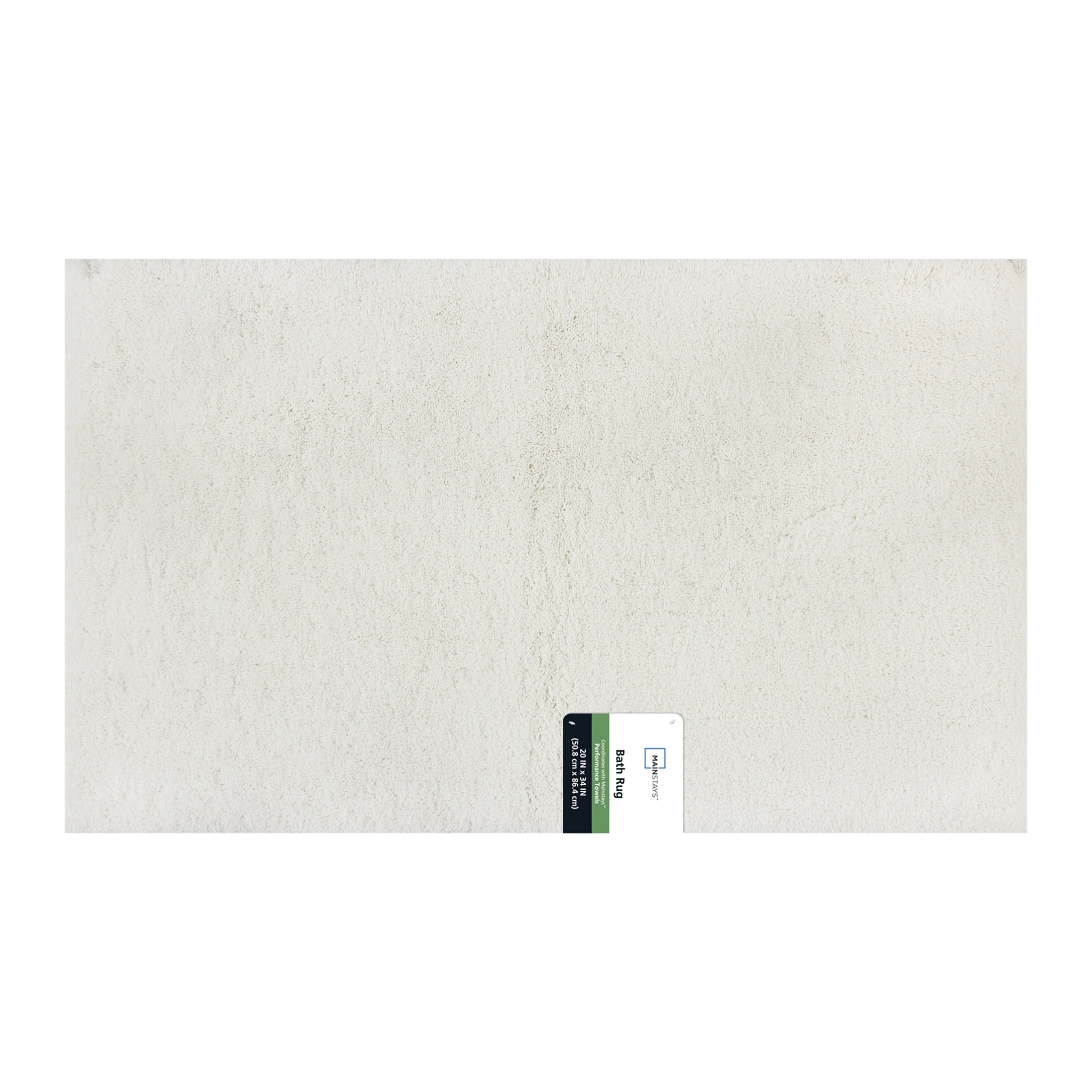 Mainstays Performance Recycled Polyester Bath Rug, Arctic White, 20" x 34"