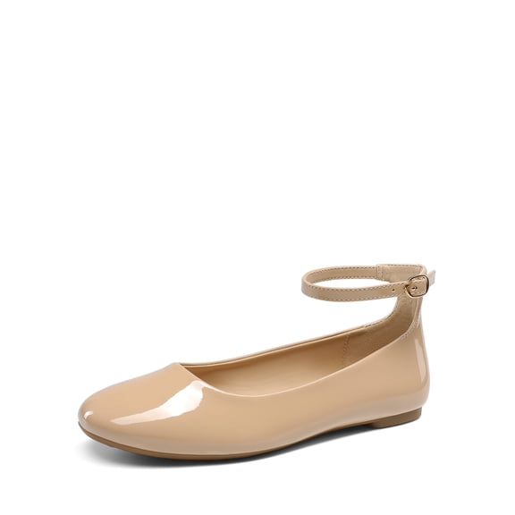 DREAM PAIRS Ballet Flats Shoes for Women, Cute Round Toe Women's Flats with Ankle Strap, Comfortable Dress Business Casual Office Work Shoes for Women