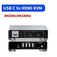 thumbnail image 1 of USB C To DP KVM Switch 8K 60Hz 4K 144Hz Type C Thunderbolt KVM Switches With Controller ,enhances work efficiency, 1 of 4