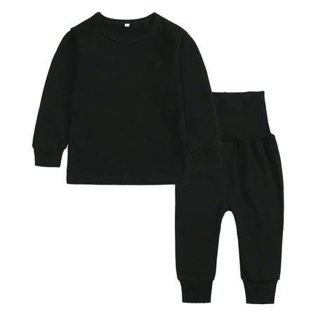 

Toddler Boys Girls Long Sleeved Trousers Home Clothes High Waist Pants Solid Color Casual Fitness Exercise Pants 1-6Y