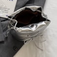 thumbnail image 4 of Bolso Bandolera Mujer Cubo Bandolera con Lazo Cuero PU Señoras Plata, 4 of 8