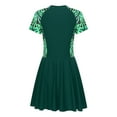 thumbnail image 4 of dPois Maillot de Bain une Pièce pour Femmes Grande Taille Manches Courtes Rembourré avec Short Intégré Protection contre les Éruptions Vert TTG, 4 of 5
