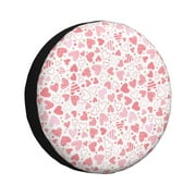 Coaee Cute Hand Drawn Hearts Car Tire Sun Shield Spare Tire Protective Cover 14-17in For Suv, Truck, Jeep Waterproof Dustproof Thickening - 14 Inch