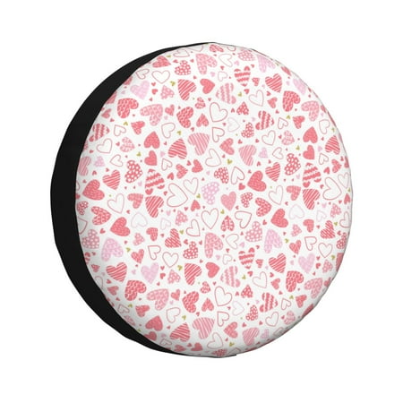 Coaee Cute Hand Drawn Hearts Car Tire Sun Shield Spare Tire Protective Cover 14-17in For Suv, Truck, Jeep Waterproof Dustproof Thickening - 14 Inch